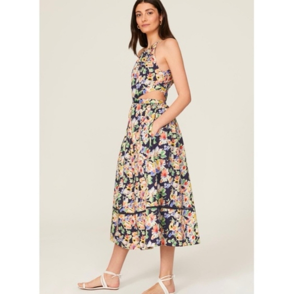 Something Navy Dresses & Skirts - Something Navy Floral Midi Dress Cut Out XS